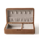 Compact Travel Jewelry Box in Solid Black Walnut – Personalized with Custom Brass Inlay - Image 2