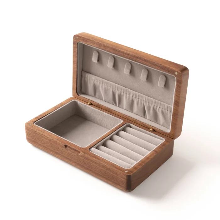 Compact Travel Jewelry Box in Solid Black Walnut – Personalized with Custom Brass Inlay - Image 7
