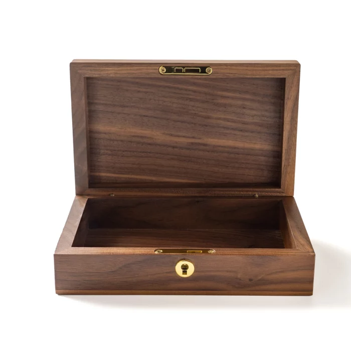 Medium Personalized Wooden Keepsake Box with Brass Monogram – Solid Black Walnut Storage Box with Vintage Latch - Image 2