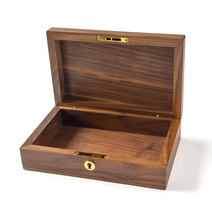 Medium Personalized Wooden Keepsake Box with Brass Monogram – Solid Black Walnut Storage Box with Vintage Latch - Image 4