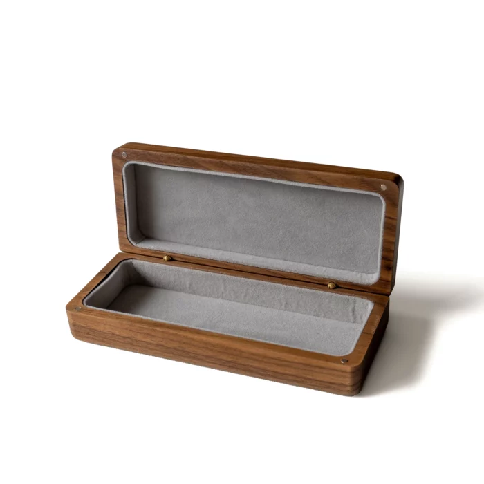 Personalized Wooden Storage Case with Antique Brass Detail – Solid Black Walnut Travel & Desk Box - Image 3