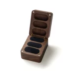 Triple Ring Wooden Box with Custom Antique Brass Inlay – Solid Black Walnut Personalized Gift for Special Jewelry - Image 3