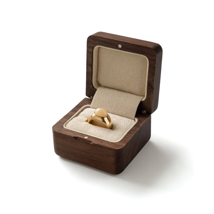 Personalized Wooden Ring Box with Antique Brass Inlay – Solid Black Walnut Gift for Special Moments - Image 2