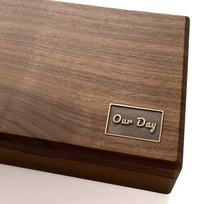 Custom Wooden Jewelry Box with Antique Brass Inlay – Solid Black Walnut Keepsake Box for Special Occasions - Image 2