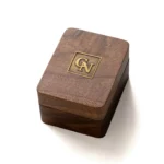 Triple Ring Wooden Box with Custom Antique Brass Inlay – Solid Black Walnut Personalized Gift for Special Jewelry