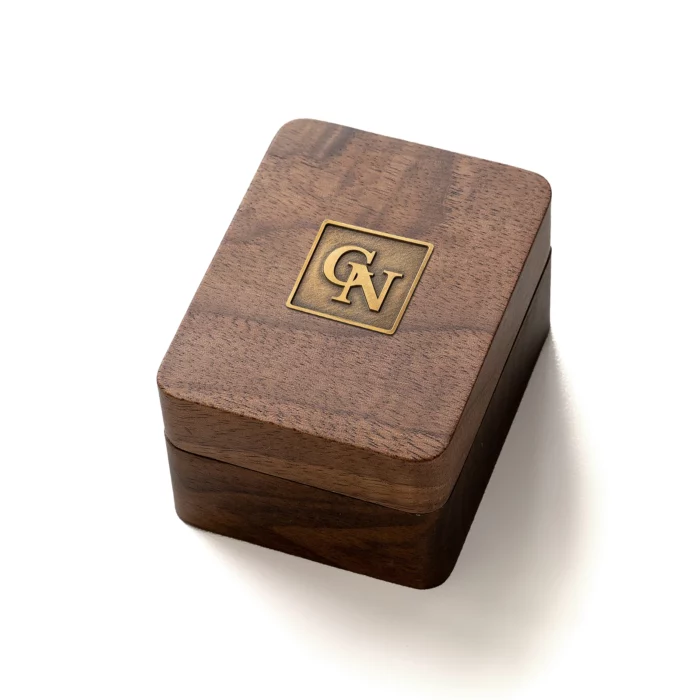 Triple Ring Wooden Box with Custom Antique Brass Inlay – Solid Black Walnut Personalized Gift for Special Jewelry - Image 1