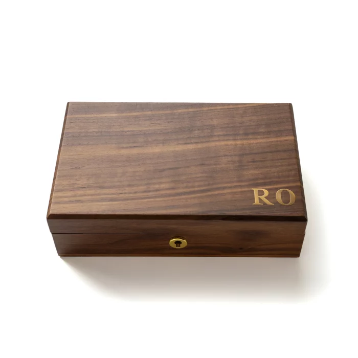 Medium Personalized Wooden Keepsake Box with Brass Monogram – Solid Black Walnut Storage Box with Vintage Latch - Image 5