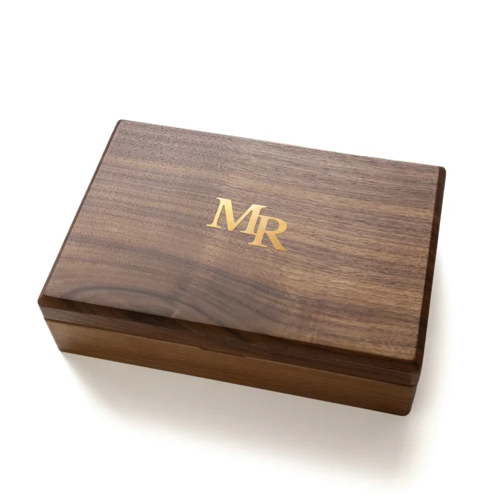 Custom Wooden Jewelry Box with Antique Brass Inlay – Solid Black Walnut Keepsake Box for Special Occasions - Image 13