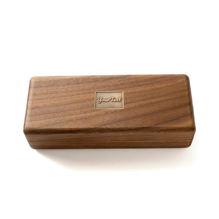 Personalized Wooden Storage Case with Antique Brass Detail – Solid Black Walnut Travel & Desk Box - Image 1