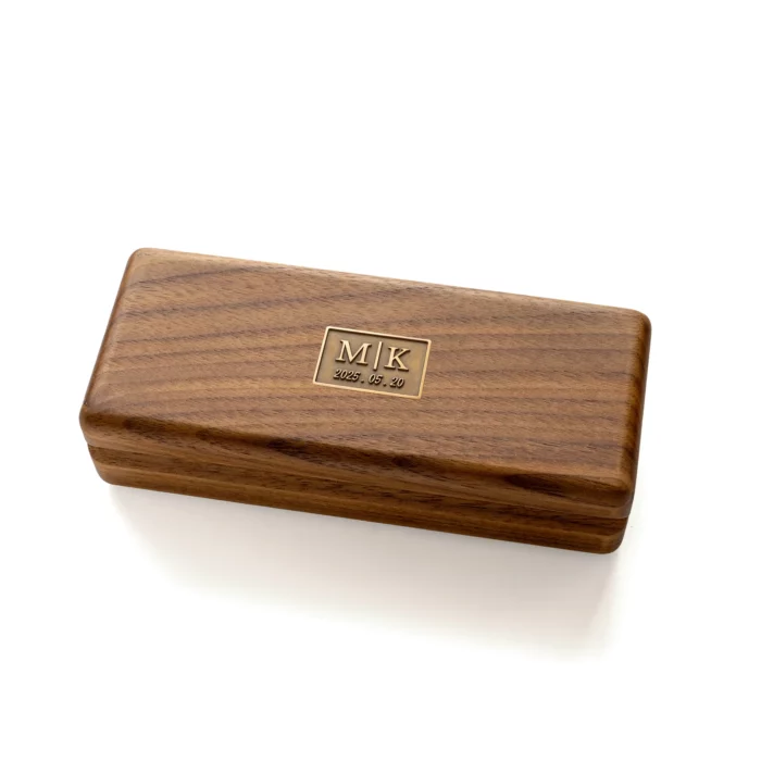 Personalized Wooden Storage Case with Antique Brass Detail – Solid Black Walnut Travel & Desk Box - Image 5