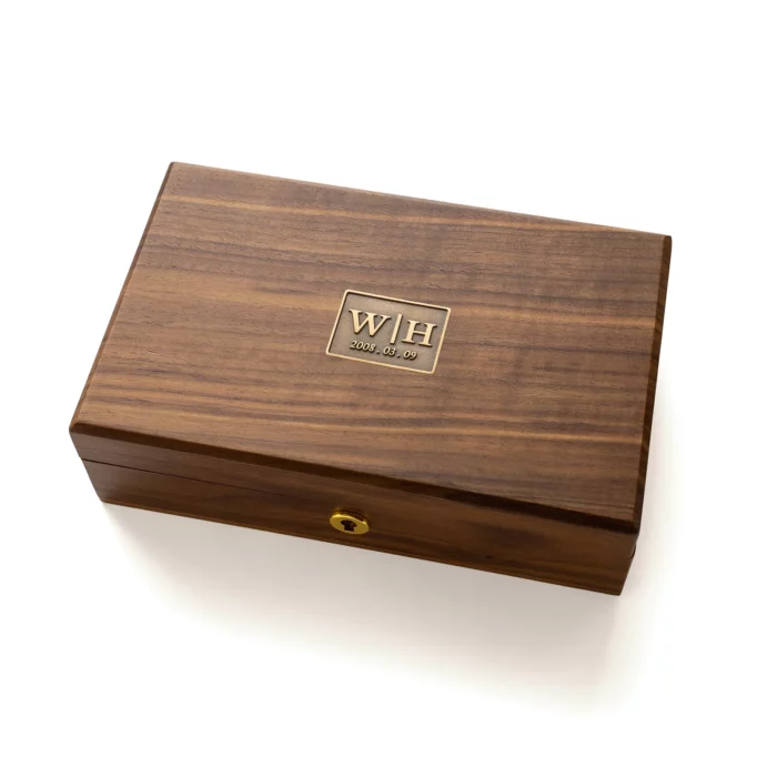 Medium Personalized Wooden Keepsake Box with Brass Monogram – Solid Black Walnut Storage Box with Vintage Latch - Image 6
