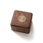 Personalized Wooden Ring Box with Antique Brass Inlay – Solid Black Walnut Gift for Special Moments