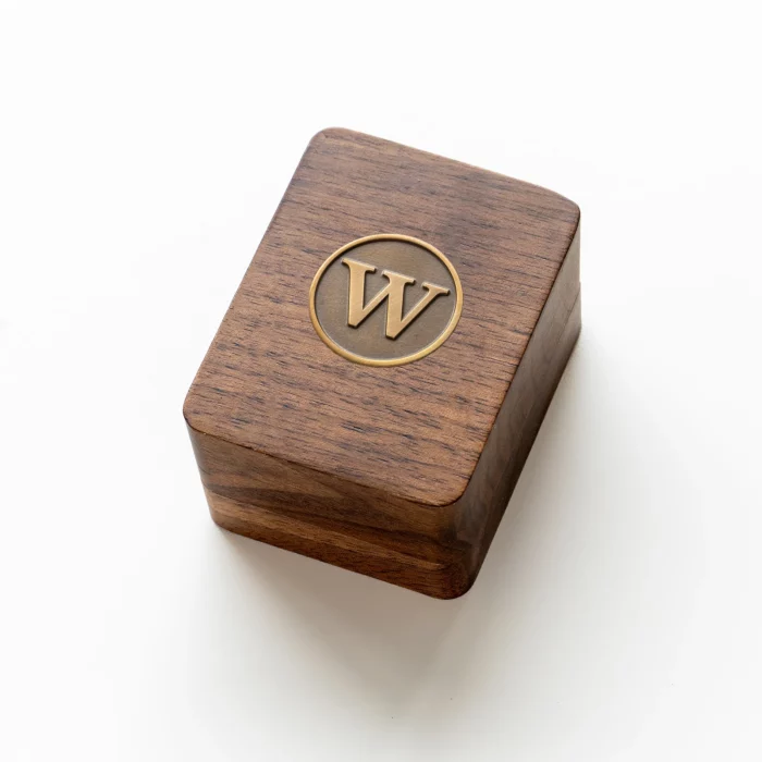 Triple Ring Wooden Box with Custom Antique Brass Inlay – Solid Black Walnut Personalized Gift for Special Jewelry - Image 9