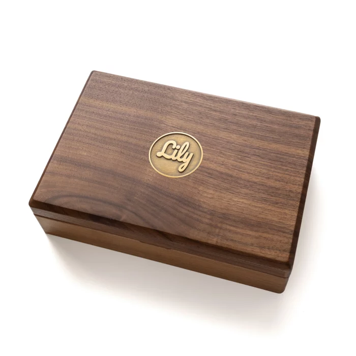 Custom Wooden Jewelry Box with Antique Brass Inlay – Solid Black Walnut Keepsake Box for Special Occasions - Image 14