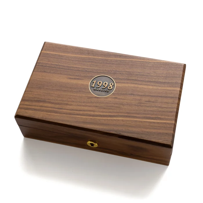 Medium Personalized Wooden Keepsake Box with Brass Monogram – Solid Black Walnut Storage Box with Vintage Latch - Image 3