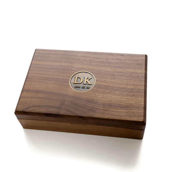 Custom Wooden Jewelry Box with Antique Brass Inlay – Solid Black Walnut Keepsake Box for Special Occasions - Image 6