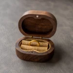 Oval Wooden Ring Box with Custom Antique Brass Inlay – Solid Black Walnut Engagement Gift - Image 3