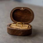 Oval Wooden Ring Box with Custom Antique Brass Inlay – Solid Black Walnut Engagement Gift - Image 5