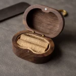 Oval Wooden Ring Box with Custom Antique Brass Inlay – Solid Black Walnut Engagement Gift - Image 8