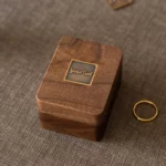 Triple Ring Wooden Box with Custom Antique Brass Inlay – Solid Black Walnut Personalized Gift for Special Jewelry - Image 4