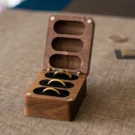 Triple Ring Wooden Box with Custom Antique Brass Inlay – Solid Black Walnut Personalized Gift for Special Jewelry - Image 5