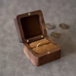 Double Ring Wooden Box with Custom Antique Brass Inlay – Solid Black Walnut Personalized Gift for Weddings and Anniversaries - Image 7