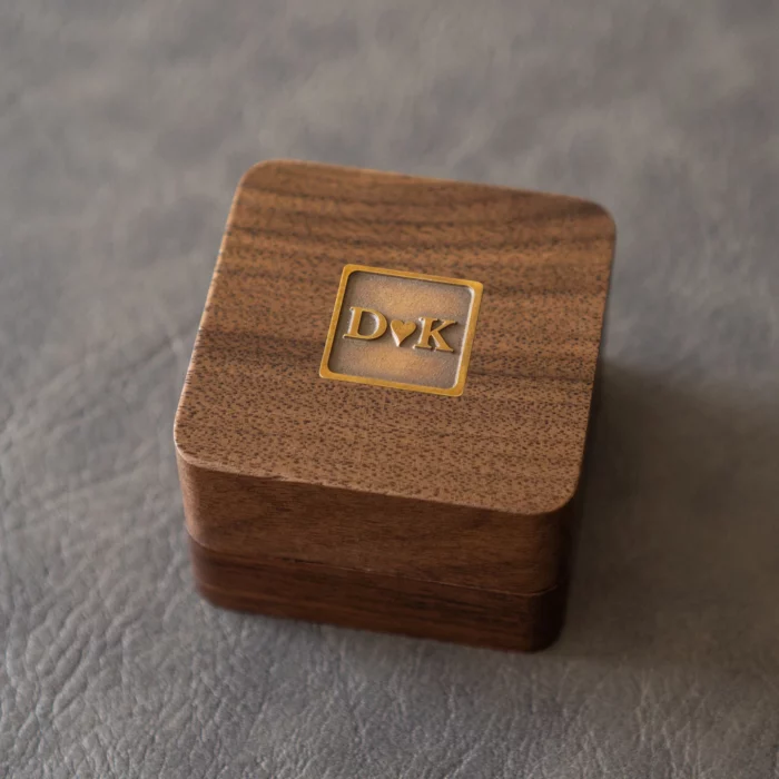 Double Ring Wooden Box with Custom Antique Brass Inlay – Solid Black Walnut Personalized Gift for Weddings and Anniversaries - Image 8
