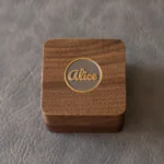 Double Ring Wooden Box with Custom Antique Brass Inlay – Solid Black Walnut Personalized Gift for Weddings and Anniversaries - Image 2