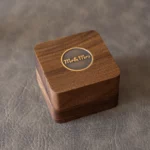 Double Ring Wooden Box with Custom Antique Brass Inlay – Solid Black Walnut Personalized Gift for Weddings and Anniversaries - Image 5