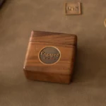Custom Flip-Top Ring Box – Upright Display in Black Walnut with Brass Inlay, Keepsake Design - Image 4