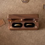 Slim Double Ring Wooden Box with Custom Antique Brass Inlay – Solid Black Walnut Pocket Wedding Case - Image 6