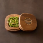 Rounded Square Wooden Ring Box with Custom Antique Brass Inlay – Solid Black Walnut Moss-Look Keepsake - Image 6