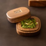 Rounded Square Wooden Ring Box with Custom Antique Brass Inlay – Solid Black Walnut Moss-Look Keepsake - Image 8