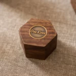 Hexagon Wooden Ring Box with Custom Antique Brass Inlay – Solid Black Walnut Keepsake - Image 2
