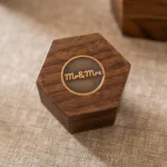 Hexagon Wooden Ring Box with Custom Antique Brass Inlay – Solid Black Walnut Keepsake - Image 5