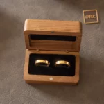 Rectangular Double Ring Wooden Box with Custom Antique Brass Inlay – Solid Black Walnut Gift Case - Image 7