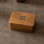 Rectangular Double Ring Wooden Box with Custom Antique Brass Inlay – Solid Black Walnut Gift Case - Image 2