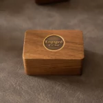 Rectangular Double Ring Wooden Box with Custom Antique Brass Inlay – Solid Black Walnut Gift Case - Image 5