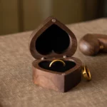 Heart Wooden Ring Box with Custom Antique Brass Inlay – Solid Black Walnut Gift Keepsake - Image 8