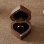 Heart Wooden Ring Box with Custom Antique Brass Inlay – Solid Black Walnut Gift Keepsake - Image 7