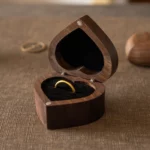 Heart Wooden Ring Box with Custom Antique Brass Inlay – Solid Black Walnut Gift Keepsake - Image 3