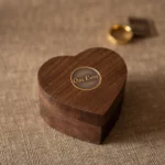 Heart Wooden Ring Box with Custom Antique Brass Inlay – Solid Black Walnut Gift Keepsake - Image 2