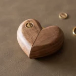Custom Heart Wooden Ring Box – Antique Brass Inlay in Solid Black Walnut, Keepsake Gift - Image 3