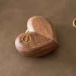Custom Heart Wooden Ring Box – Antique Brass Inlay in Solid Black Walnut, Keepsake Gift - Image 2