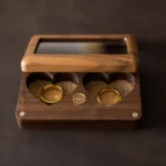 Clear-Lid Double Ring Wooden Box with Custom Brass Inlay – Solid Black Walnut Heart Display Case - Image 7
