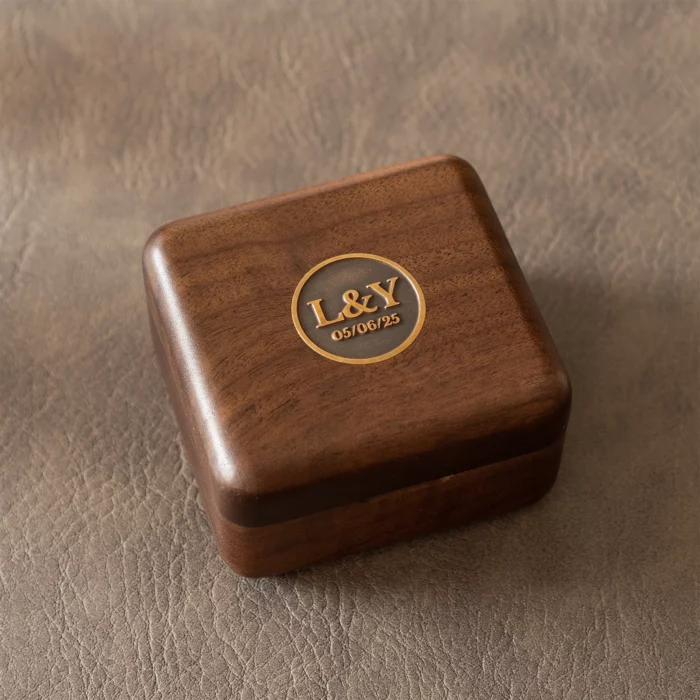 Personalized Black Walnut Music Box – Custom Brass Inlay, Heirloom-Quality Wind-Up Keepsake - Image 5