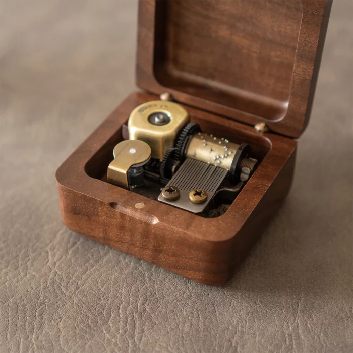 Personalized Black Walnut Music Box – Custom Brass Inlay, Heirloom-Quality Wind-Up Keepsake - Image 8