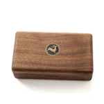Personalized Travel Jewelry Box – Solid Black Walnut Organizer with Custom Brass Inlay