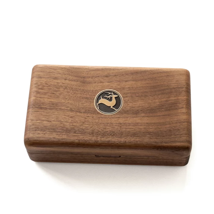 Personalized Travel Jewelry Box – Solid Black Walnut Organizer with Custom Brass Inlay - Image 1