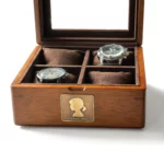 Personalized Watch Box Gift for Men – 4-Slot Solid Limba Wood Display Case with Glass Lid & Custom Brass Plaque - Image 13